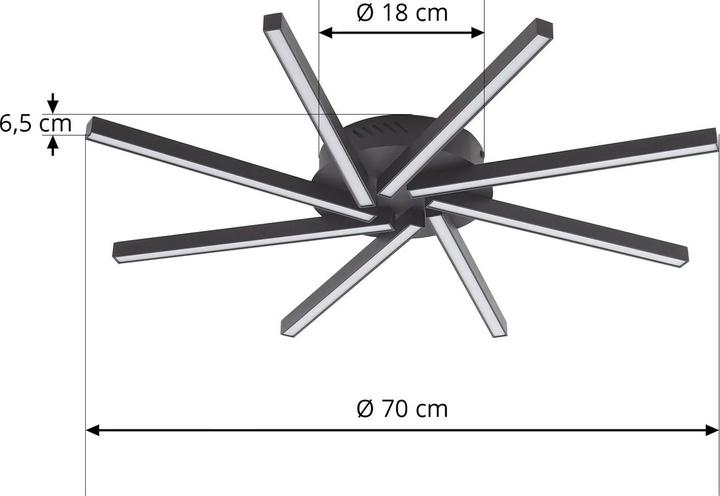 Actual product image Lucande Tjado LED ceiling light 3-step dimmable (1660 lm)
