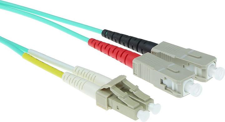 Produktbild ACT 22 meter LSZH Multimode 50/125 OM3 fiber patch cable duplex with LC and SC connectors (CAT8.1, 22 m)