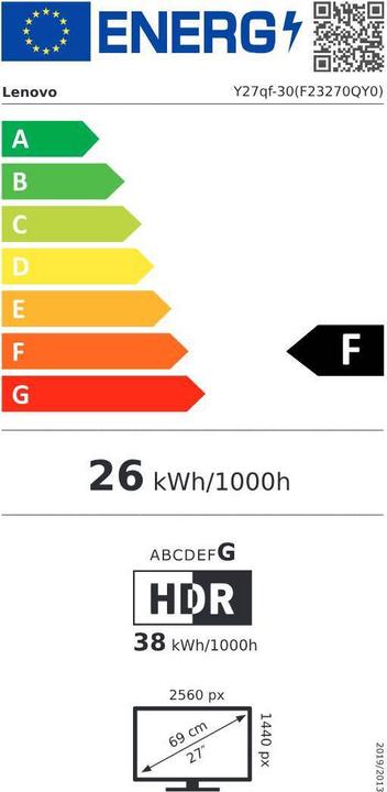 Energie-Label Lenovo Legion Y27qf-30 (2560 x 1440 Pixel, 27")