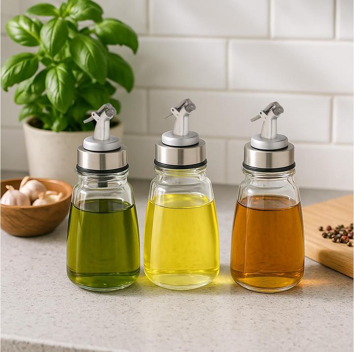 Produktbild Relaxdays Ölflasche Glas 3er Set nachfüllbar (200 ml)