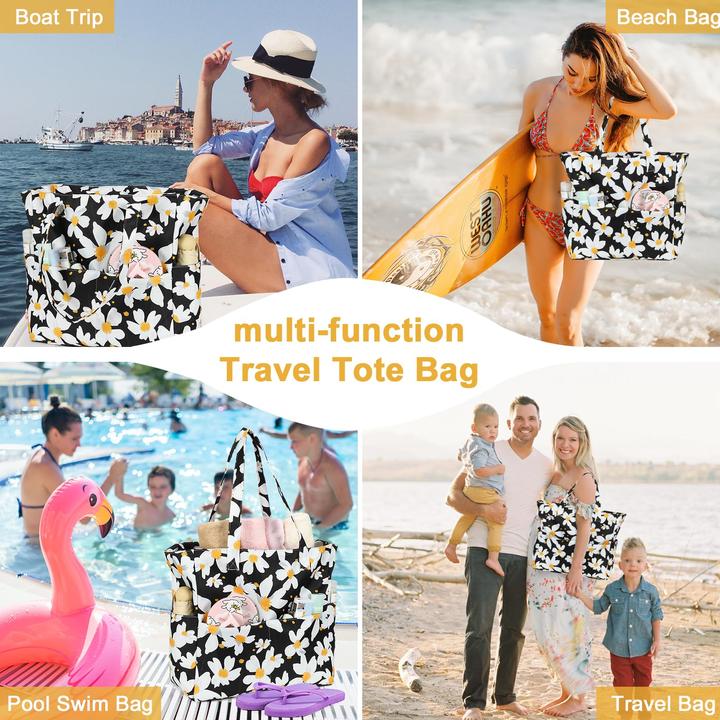 Produktbild Only-Bags.Store Grosse Strandtasche mit Reissverschluss Wasserdichte Umhängetasche Tragetasche Shopper