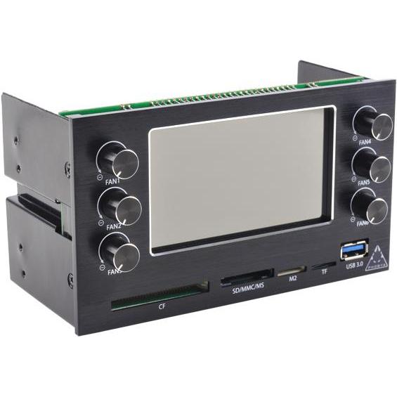 Phobya Controllore MaxGuide 6 Dualbay Fan/Pump VFD (6 Ventilatore), Controller ventole PC, Nero