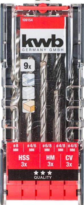 Actual product image kwb Combi drill bit cassette 9tlg PWRBOX (3, 4, 5, 6, 8)