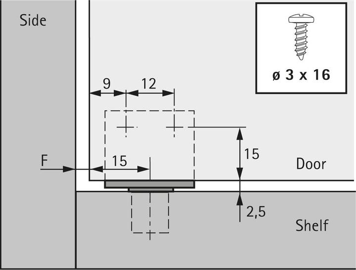 Actual product image Hettich Mortise hinge inset doors Door thickness 16