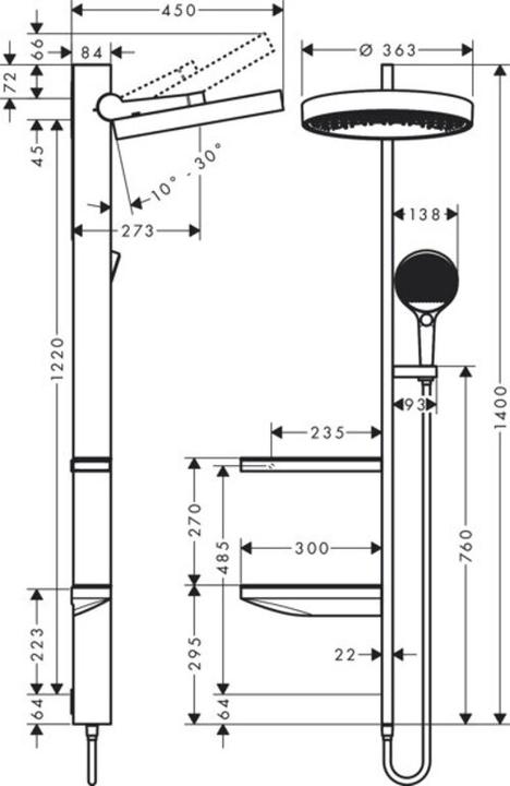 Produktbild hansgrohe Rainfinity Showerpipe 360 1jet Unterputz : Farbe - Chrom