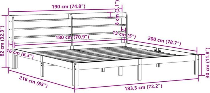 Actual product image vidaXL Bettgestell (180 x 200 cm)
