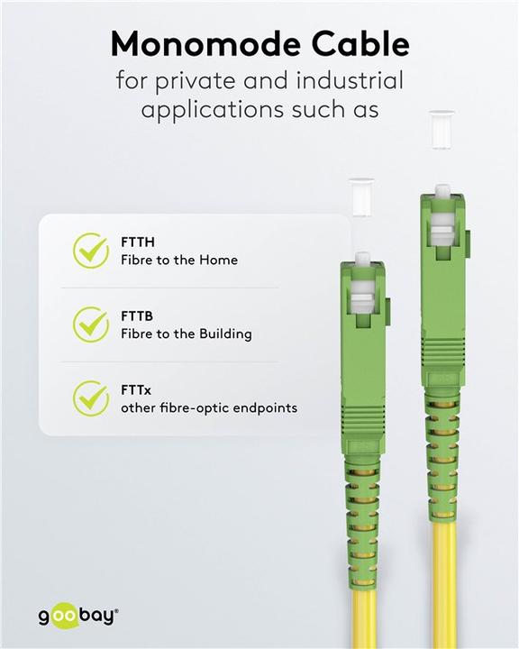 Image du produit Goobay Câble à fibre optique FTTH, monomode OS2 jaune, jaune simplex, 5 m (S/UTP, CAT6a, 5 m)