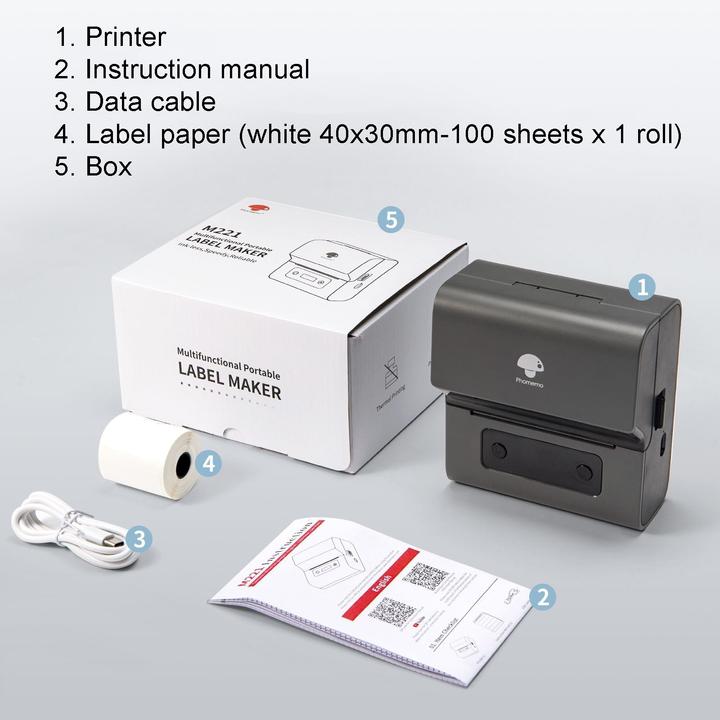 Actual product image Phomemo M221 Thermal label printer Bluetooth White (203 dpi)