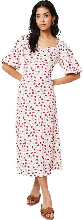 Immagine prodotto Dorothy Perkins Vestito Midi Piccola Stampa alla Moda Fronte Increspato Manica a Sbuffo Donna (38)