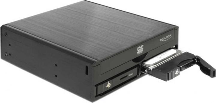 Actual product image Delock 5.25" Mobile Rack for 1 x 5.25" Slim Drive + 2 x 2.5" SATA HDD / SSD