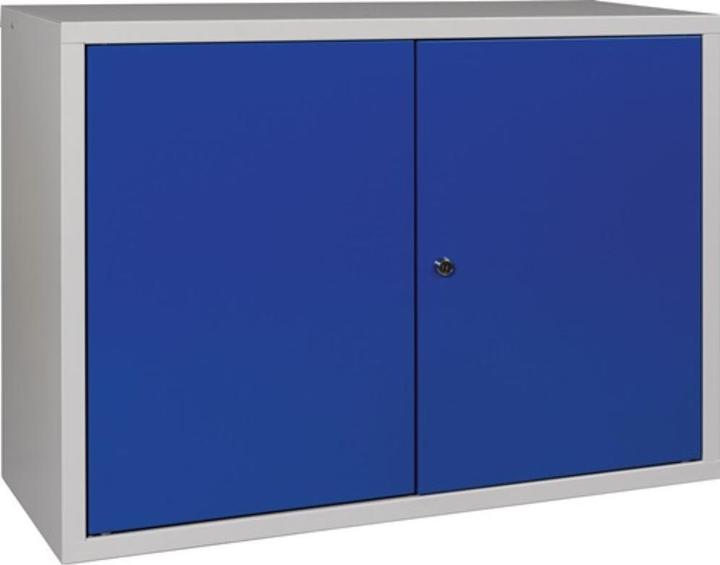 Produktbild HP Autozubehör Hängeschrank H600xB800xT300 mm Vollblech, 1 Boden Stahlblech lichtgrau, RAL 7035/enzianblau, RAL... (80 cm, 60 cm)