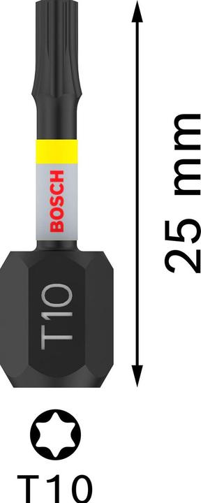 Actual product image Bosch Professional Zubehör PRO Torx Impact Bit, T10, 25 mm, 2 pcs.