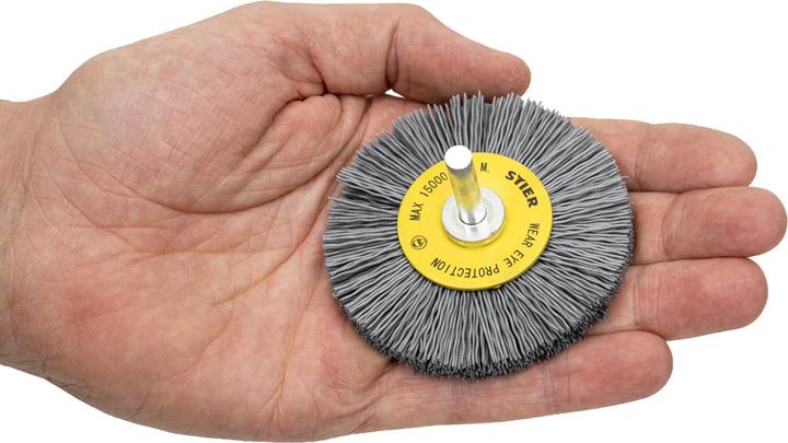 Actual product image Stier Rundbürste Ø 75 mm, Schaft-Ø 6 mm, 0,6 mm, gewellt, Siliziumkarbid