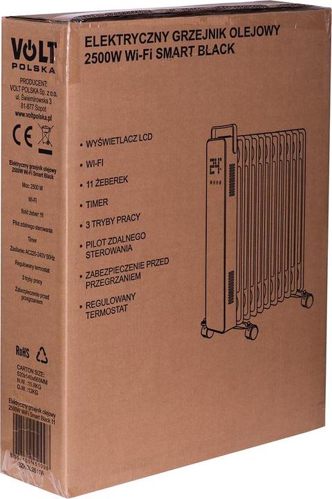 Productafbeelding Volt Polska Elektrische oliekachel 2500W Wi-Fi Zwart 11 (2500 W)