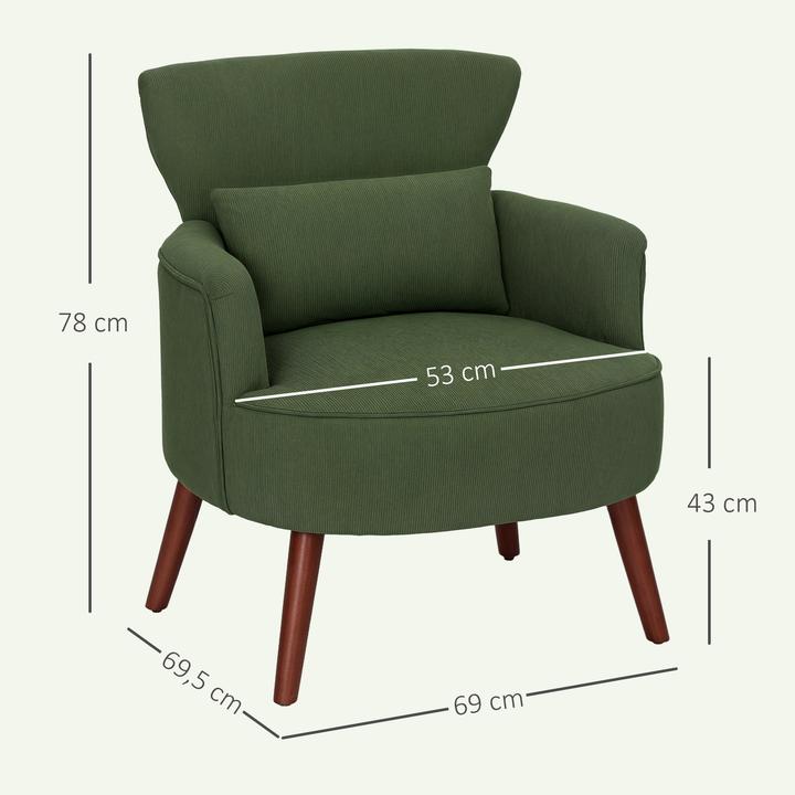 Produktbild Homcom Einzelsessel Polyester, Gummiholz Grün