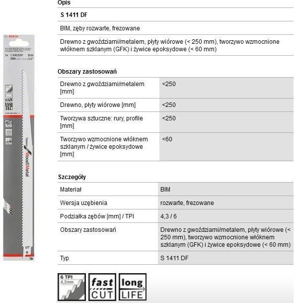 Actual product image Bosch Professional Zubehör Sabre saw blade S 1411 DF, Heav