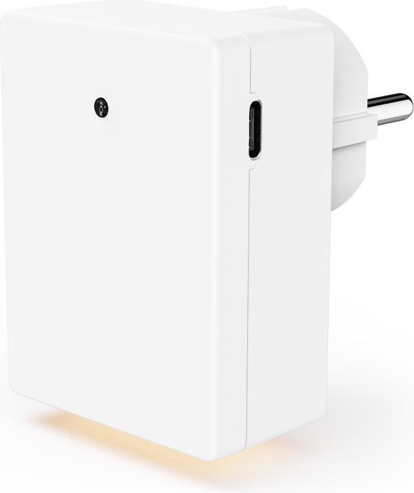 Productafbeelding Hama LED-Nachtlicht f. Steckdose, 1x USB-A, 1x USB-C, Dämmerungssensor, Warmweiss