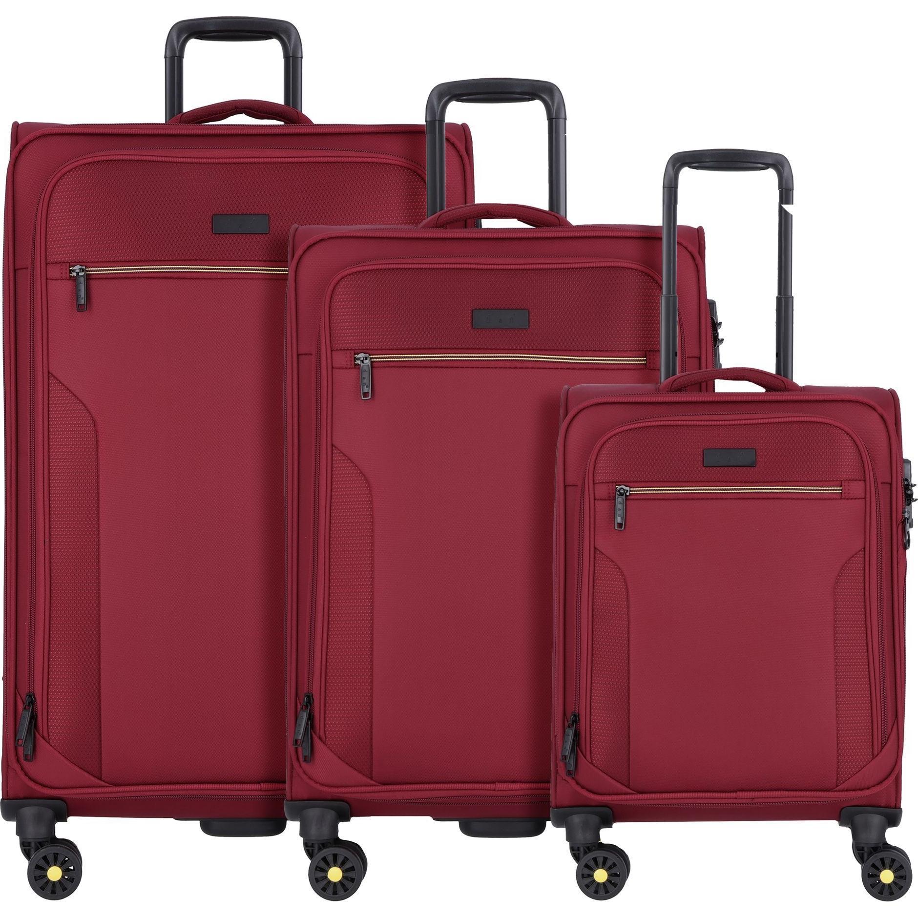 D&N, Koffer, Travel Line 9704 4 Rollen Kofferset 3-teilig mit Dehnfalte, Rot, (220 l, XL (ab 115l))