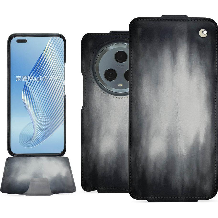 Noreve Lederschutzhülle vertikal (Honor Magic5 Pro), Smartphone Hülle, Grau