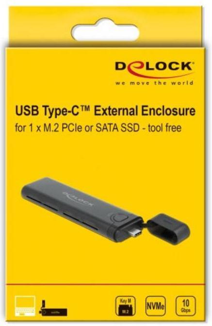 Produktbild Delock Externes Gehäuse USB-C, NVME&SATA M.2, bootfähig, 10Gbps (M.2)