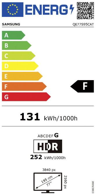 Energy Label Samsung QE77S95C (77", S95C, OLED, 4K, 2023)