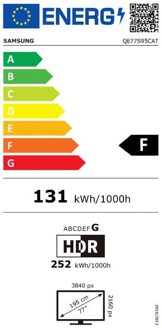 Energy Label Samsung QE77S95C (77", S95C, OLED, 4K, 2023)
