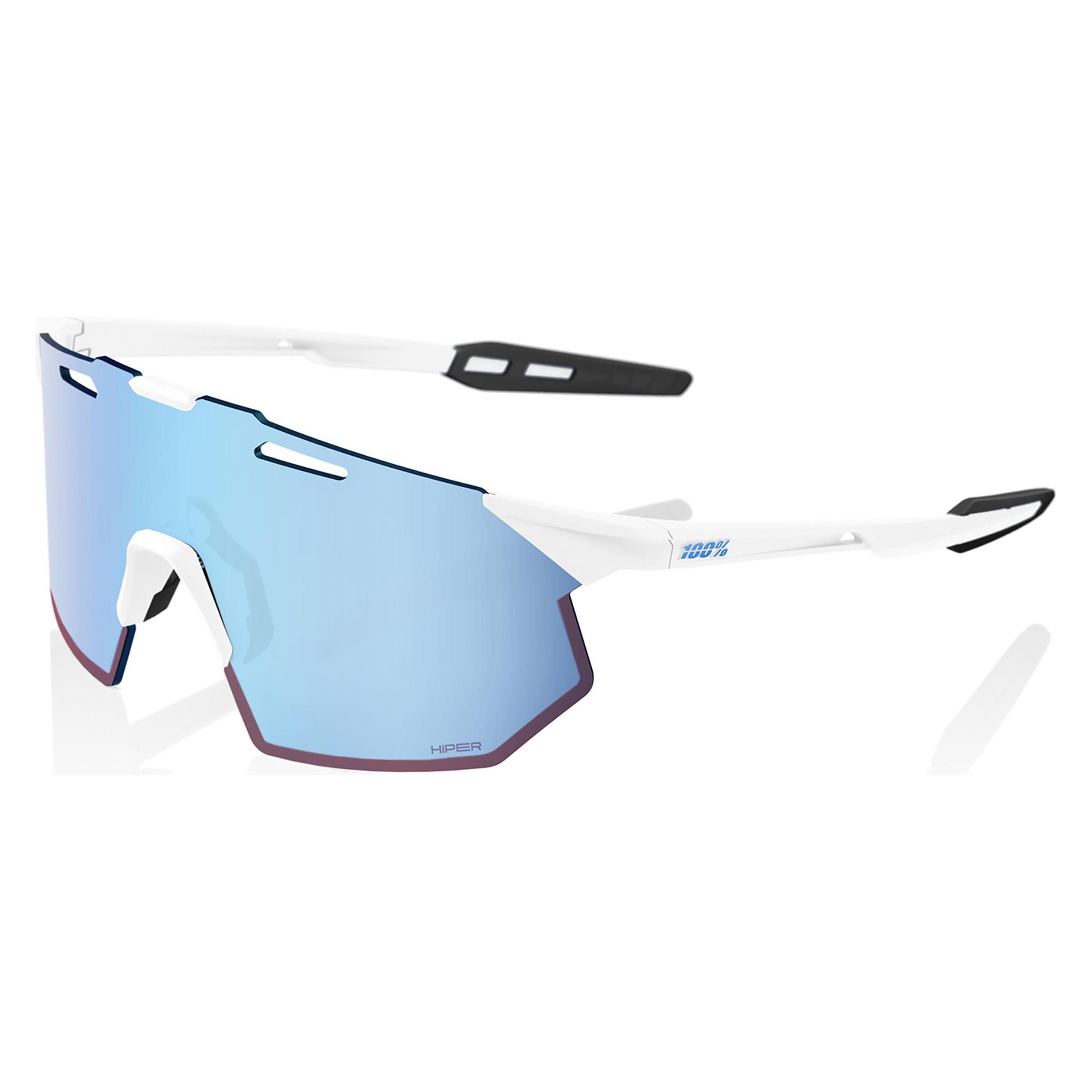 100%, Unisex, Sportbrille, Hypercraft Sq - Soft Tact White - HiPER Blue Multilayer (soft Tact White, HiPER Blue Multilayer), Weiss