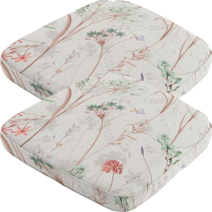 Natura Punto Stuhlkissen Outdoor, Blumenmuste, 2er-Set (48 x 48 cm)