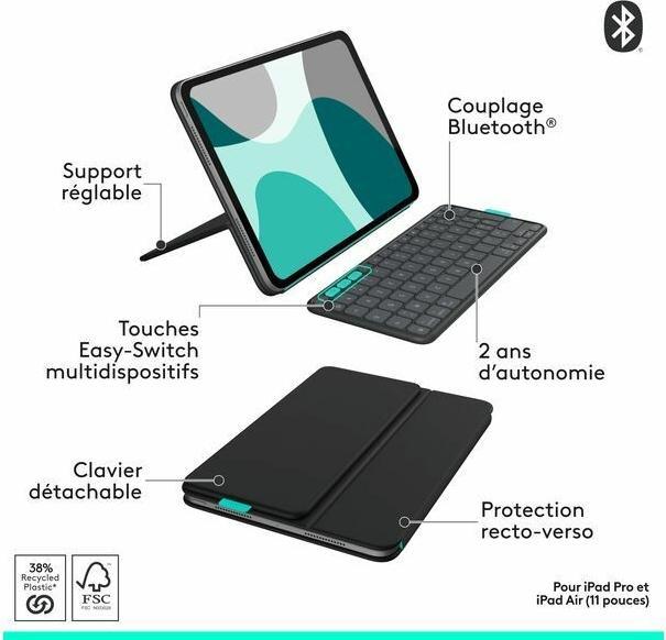 Actual product image Logitech Flip Folio (CH, Apple iPad Air 13 2024, Apple iPad Air 13 2025, Apple iPad Pro 13 2024, Apple iPad Pro 13 2025)