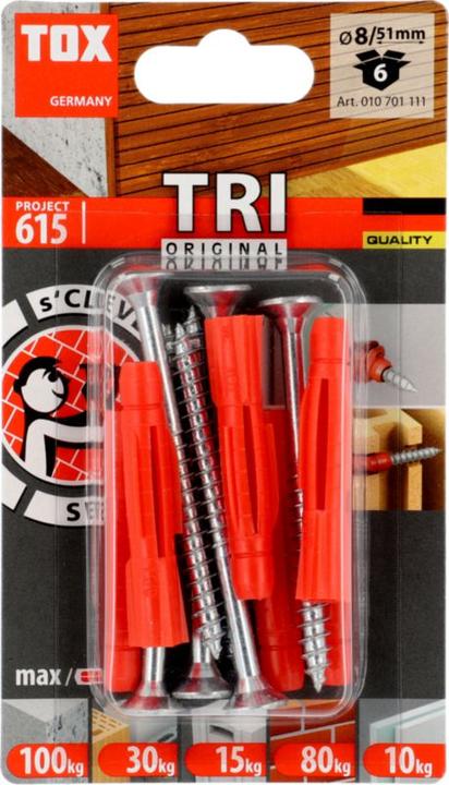 Image du produit Tox Chevilles à usage général Tri 8x51 mm, blister 6 pièces (6 pcs)