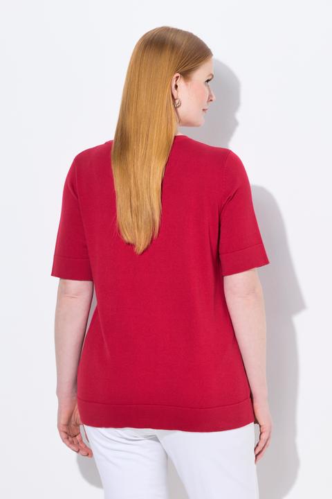 Immagine prodotto Ulla Popken Maglione da twin set in cotone Pima con scollo a girocollo e mezze maniche (42, 44)