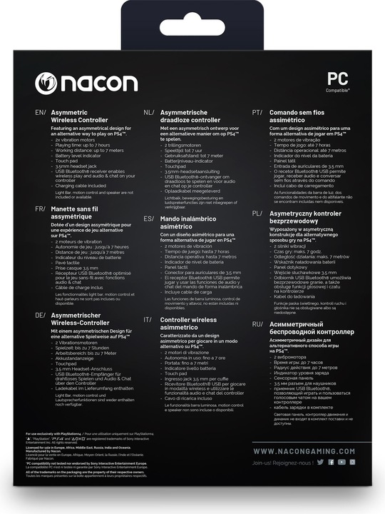 Immagine prodotto Nacon Gaming Controller wireless asimmetrico (PS4)