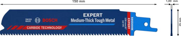Produktbild Bosch Professional Zubehör EXPERT ‘Medium-Thick Tough Metal’ S 955 HHM Säbelsägeblatt, 1 Stück