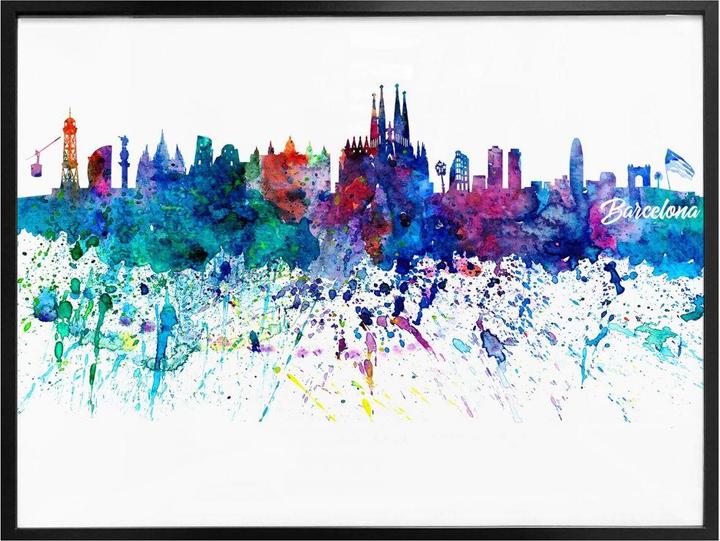Immagine prodotto Trenddeko Skyline ad acquerello di Barcellona (50 x 40 cm)