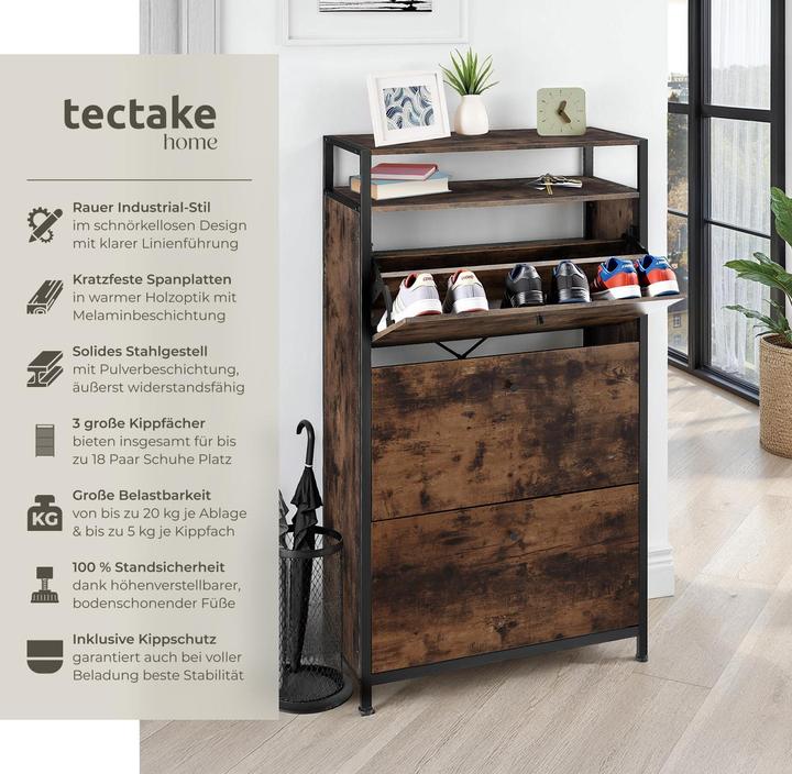 Produktbild tectake Schuhregal (32 x 61 x 130 cm)