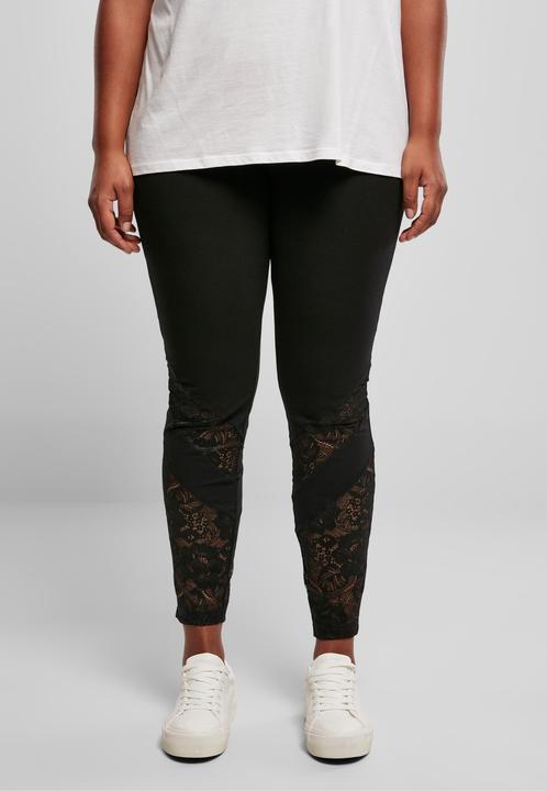 Image du produit Urban Classics Leggings taille haute avec empiècement en dentelle pour femmes (L)