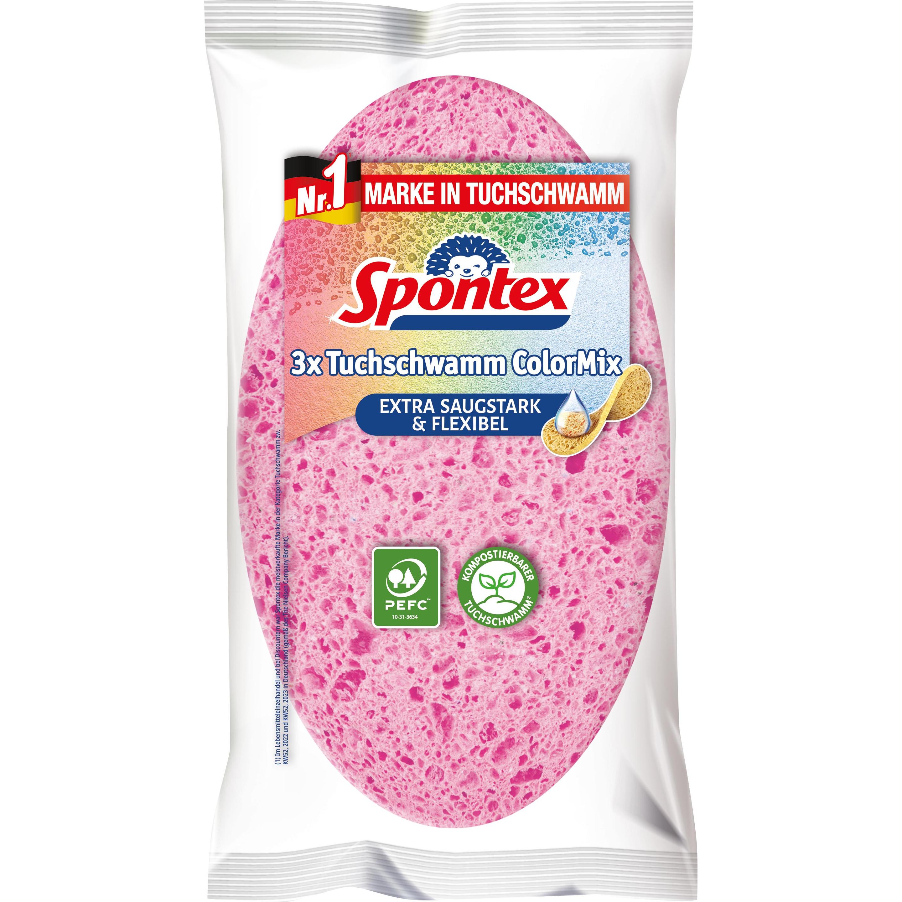 Spontex Spugna di stoffa mix di colori in confezione da 3 pezzi, Utensili pulizia, Multicolore