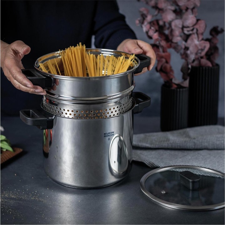Produktbild Kuhn Rikon Locarno Teigwarentopf mit Einsatz 6.5 L · Ø 22 cm (22 cm, Kochtopf, Edelstahl)