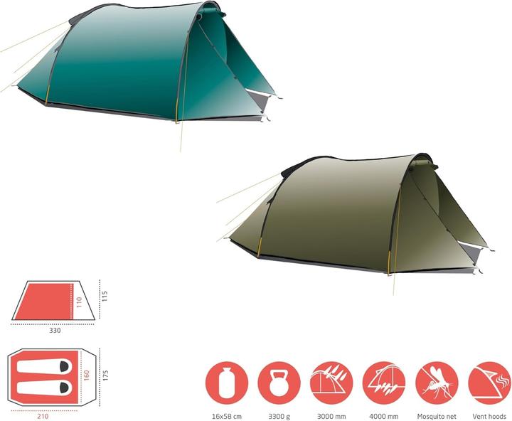 Produktbild Grand Canyon Robson 2 Zelt (Tunnelzelt, 4.50 kg, 2 Personen)