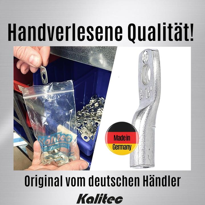Produktbild Kalitec 10 Stück HR1-3 Handelsübliche Rohrkabelschuhe 1,0-1,5mm² M3 I ohne Sichtloch I Made in Germa