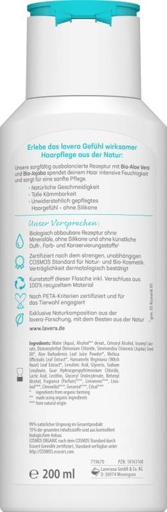 Immagine prodotto Lavera Balsamo base sensibile Moisture & Care Fl 200 ml (200 ml)