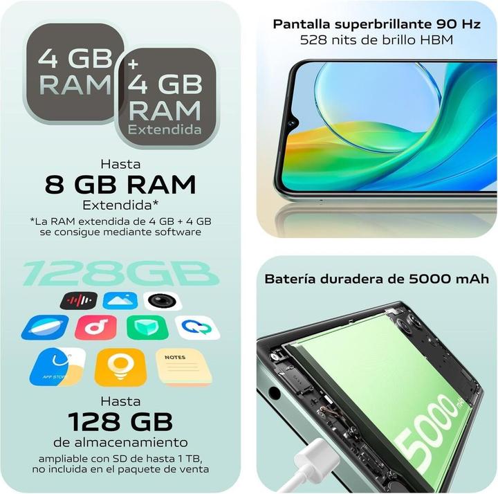 Produktbild Vivo Smartphone Y03 Octa Core 4 GB RAM 128 GB grün (128 GB, Grün, 6.56", Dual SIM, 4G)