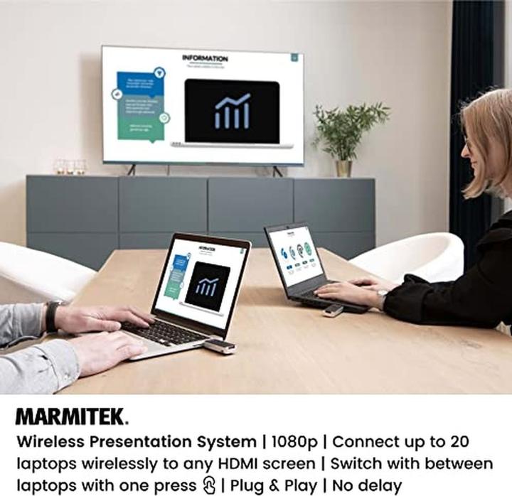 Immagine prodotto Marmitek Presentazione wireless HDMI, AirPlay e Miracast, fino a 20 presentatori, Plug & Play (20 m)