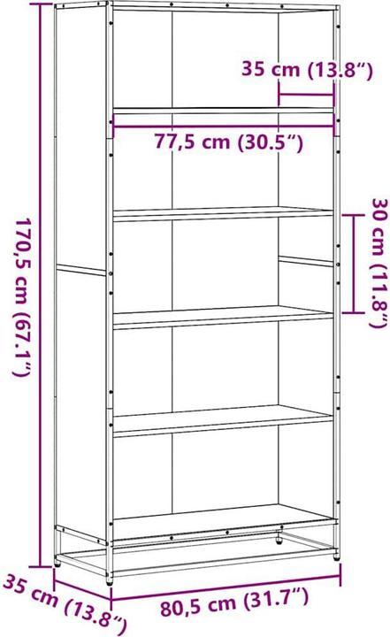 Actual product image vidaXL Bookcase Shelf Standing shelf Office shelf Storage shelf Smoked oak
