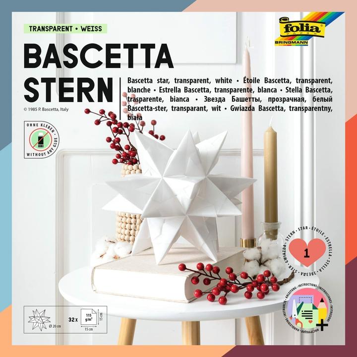 Produktbild Folia Faltblätter Bascetta-Stern midi weiss (115 g/m², 32x)
