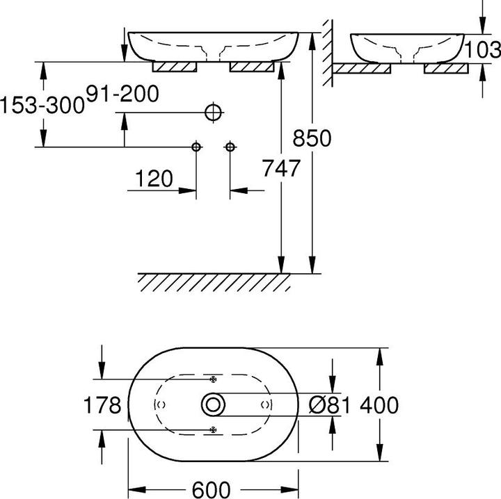 Actual product image Grohe Top shell ESSENCE o HL u ÜL 600x400mm PureGuard/awe (400 mm, 600 mm)