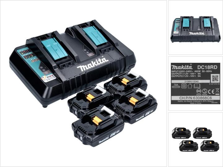 Makita Power Source Kit 18 V met 4x BL 1820 B 2,0 Ah oplaadbare batterij ( 4x 197254-9 ) + DC 18 RD Dubbel (18 V)