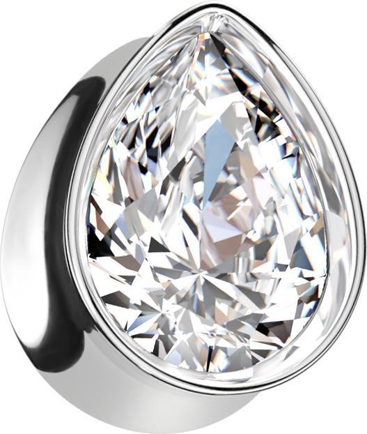 Immagine prodotto Star Piercing Plug Drop svasato in argento con grande cristallo in argento (senza ottone, Acciaio chirurgico 316L)