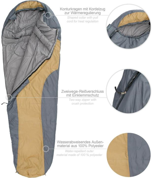 Produktbild Where Tomorrow Mumienschlafsack Polyester, Curry (230 cm)