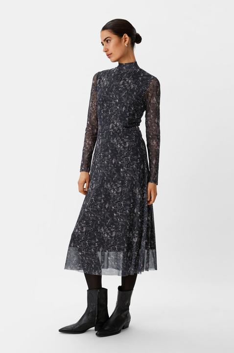 Produktbild Comma Kleid Gemustertes Mesh-Kleid mit Stehkragen (42)